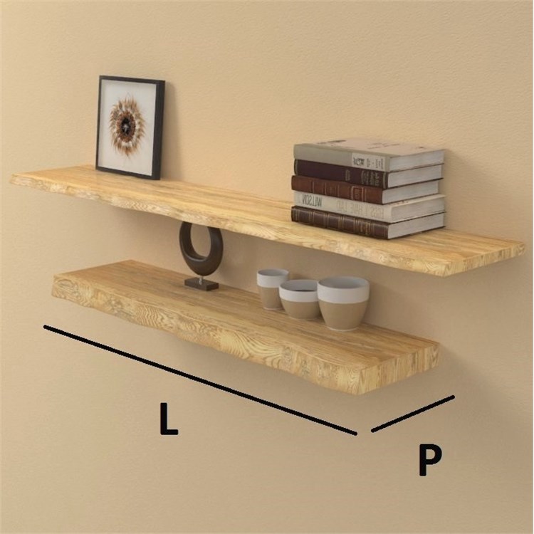 Solid wood customized shelves irregular edge in Mensole