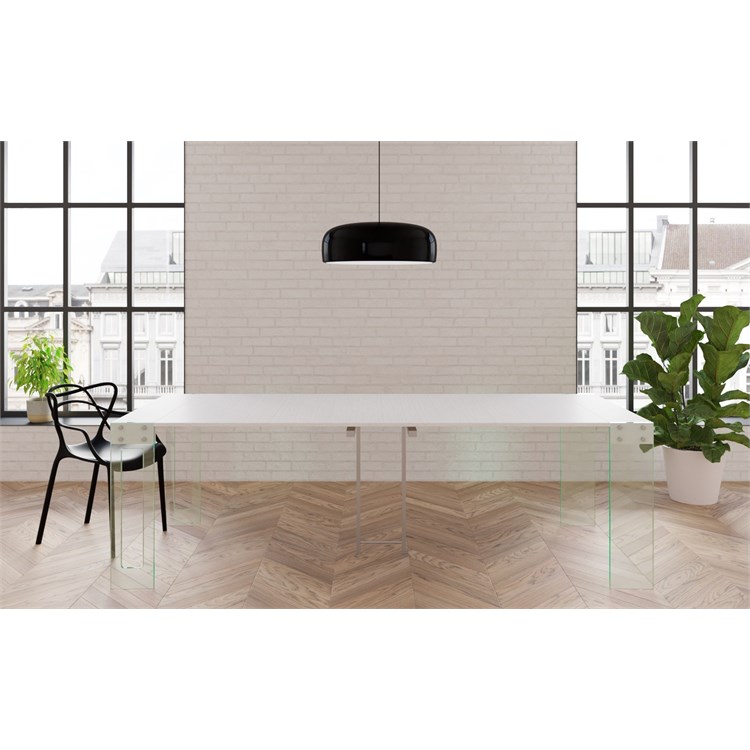 Console extensible Crystal avec porte-extensions - Made in Italy in Consolle