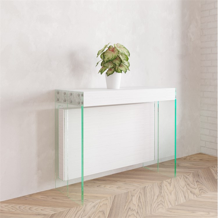 Console extensible Crystal avec porte-extensions - Made in Italy in Consolle