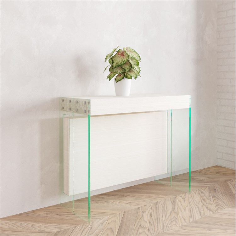 Console extensible Crystal avec porte-extensions - Made in Italy in Consolle