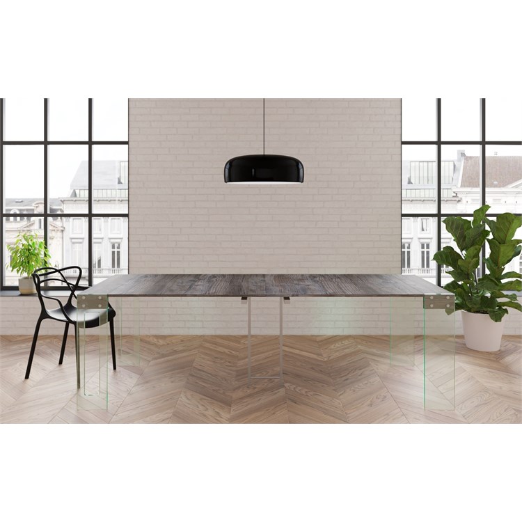 Console extensible Crystal avec porte-extensions - Made in Italy in Consolle