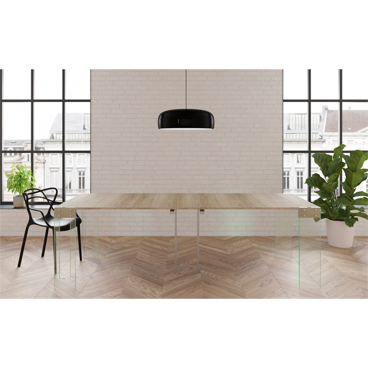 Console extensible Crystal avec porte-extensions - Made in Italy in Consolle