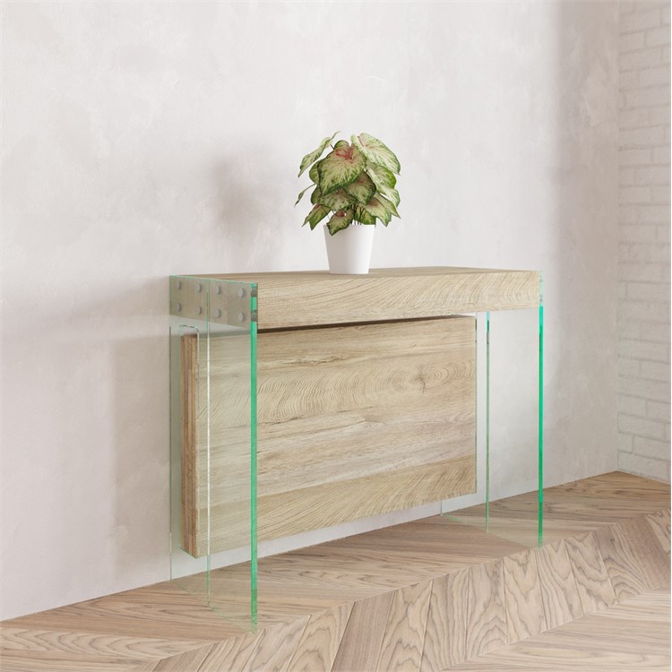 Console extensible Crystal avec porte-extensions - Made in Italy in Consolle