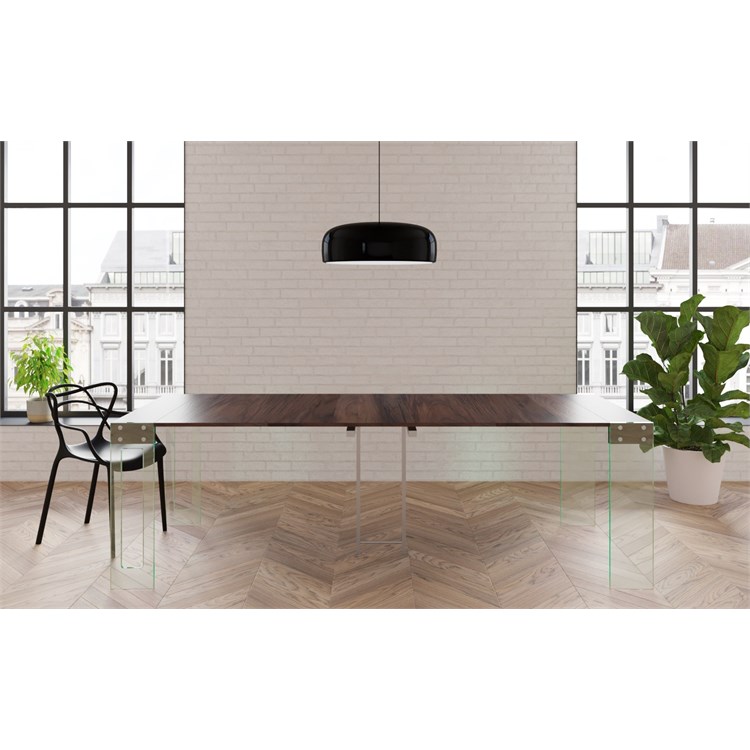 Console extensible Crystal avec porte-extensions - Made in Italy in Consolle