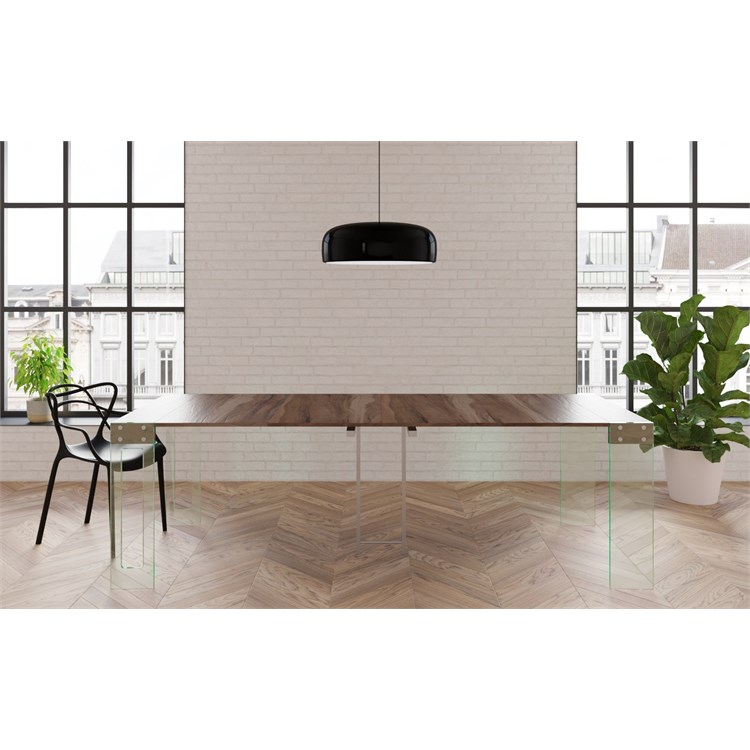 Console extensible Crystal avec porte-extensions - Made in Italy in Consolle