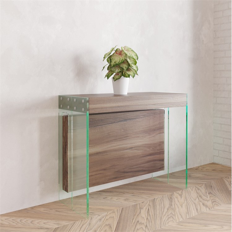 Console extensible Crystal avec porte-extensions - Made in Italy in Consolle