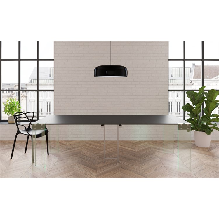 Console extensible Crystal avec porte-extensions - Made in Italy in Consolle