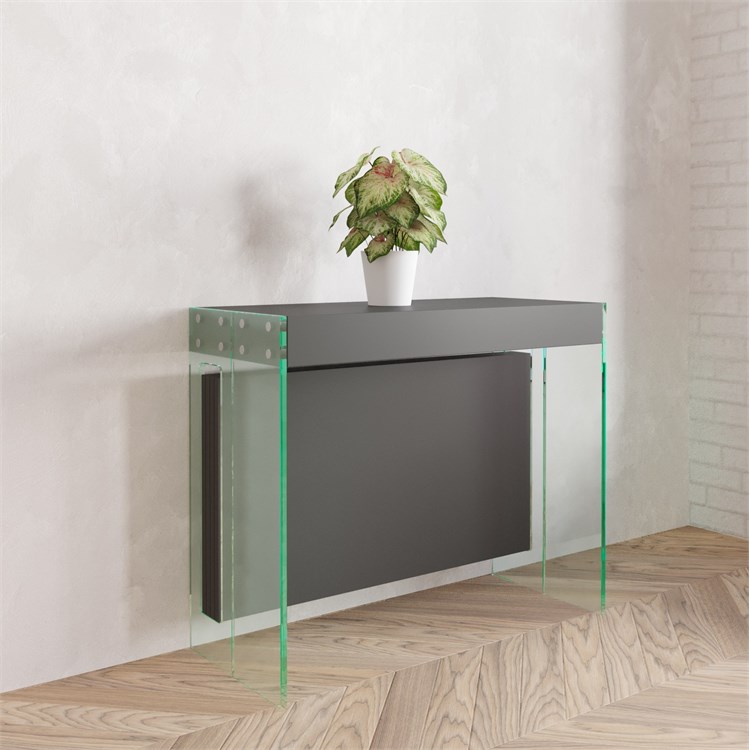 Console extensible Crystal avec porte-extensions - Made in Italy in Consolle