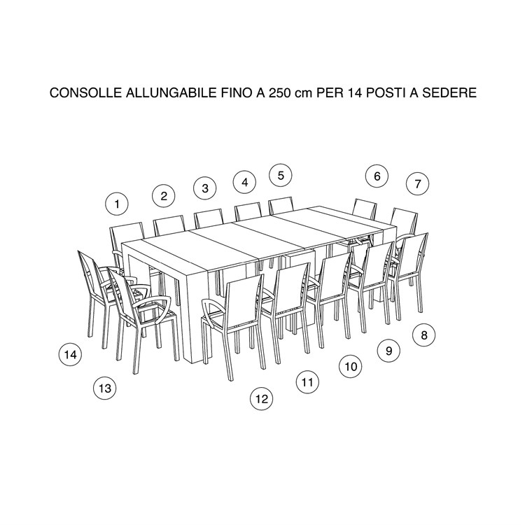 Extensible console Mercurio XXL with extensions-rack in Consolle