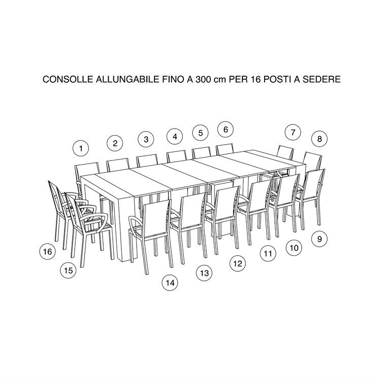Consolle allungabile Mercurio XXL con porta prolunghe in Consolle