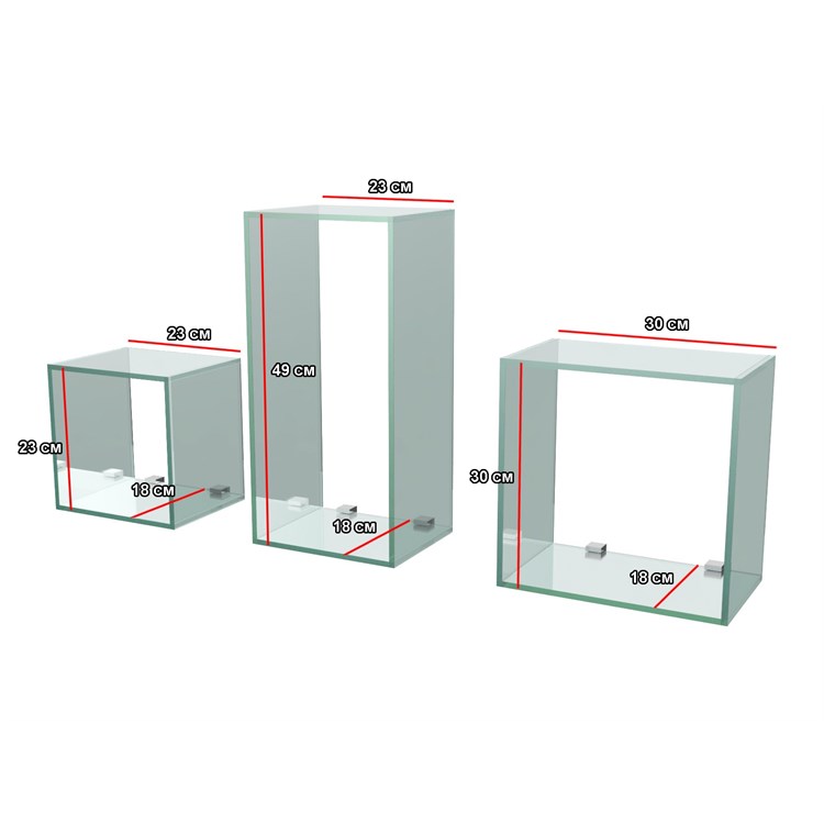 Wall glass cubes in Shelf brackets and Supports