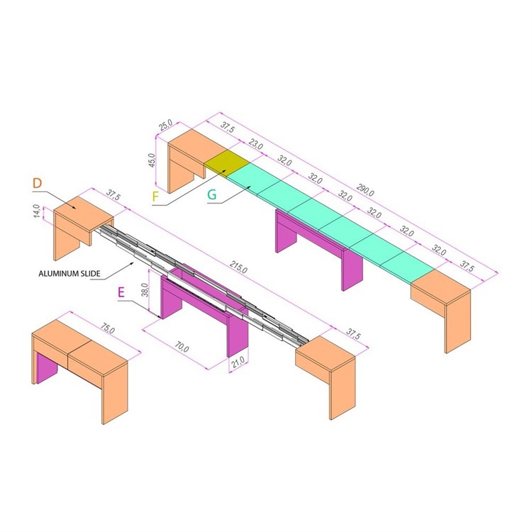 Karen banc extensible avec support d'extension - Made in Italy